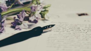 handwritten will with flowers and pen